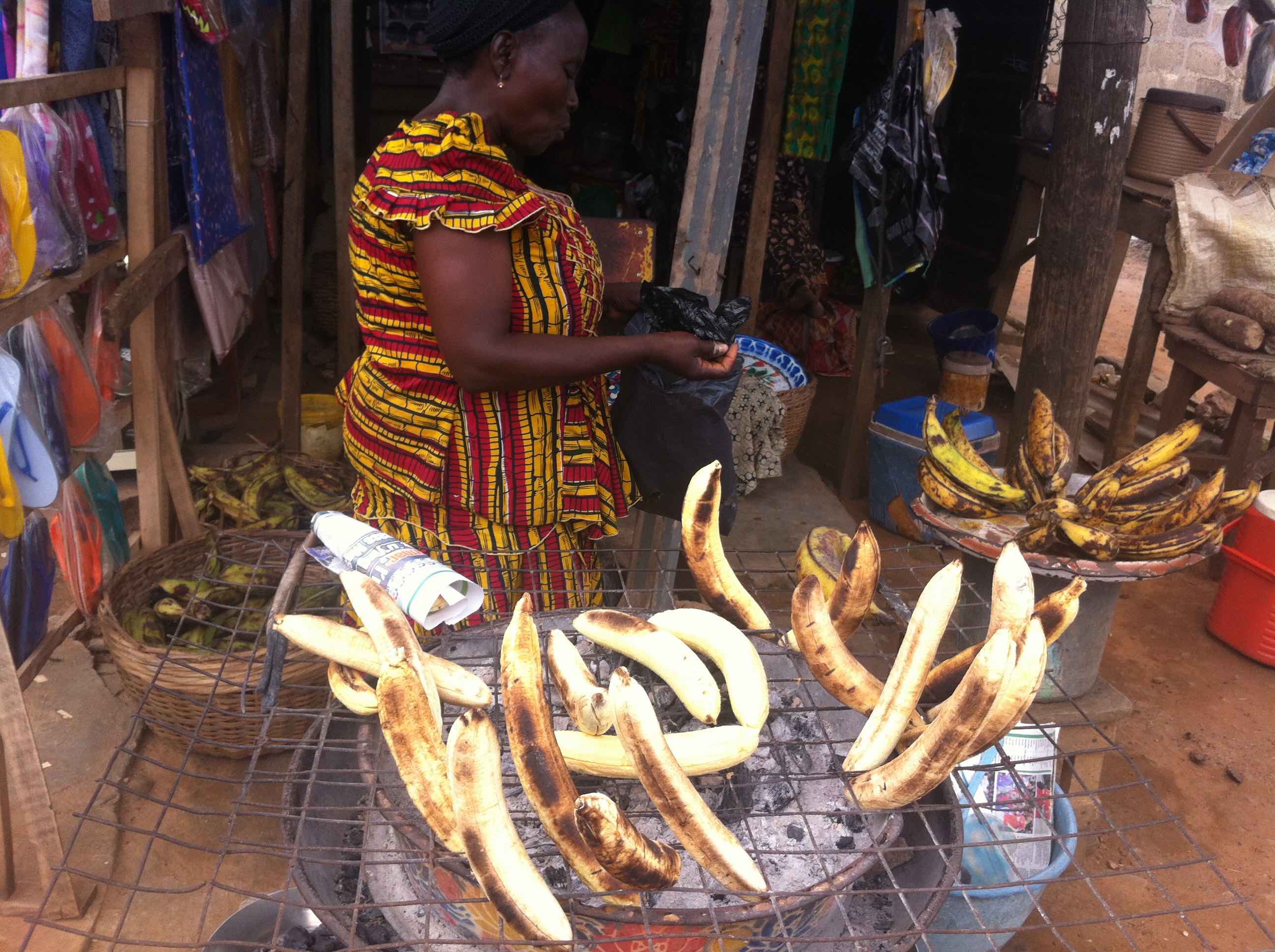Roasting Plantains (Boli)