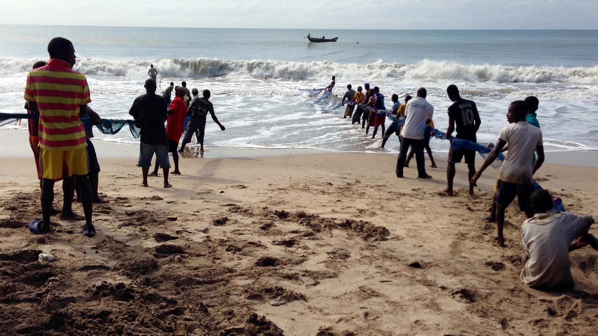 Seine net fishing in Kokrobite, Ghana