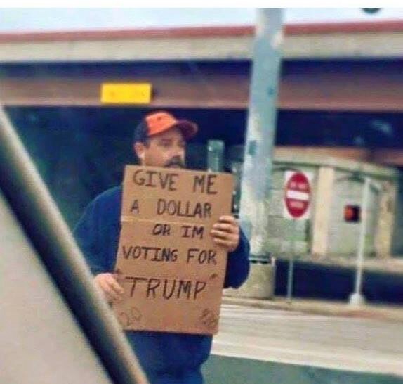 Give me a dollar or I'm voting for Trump