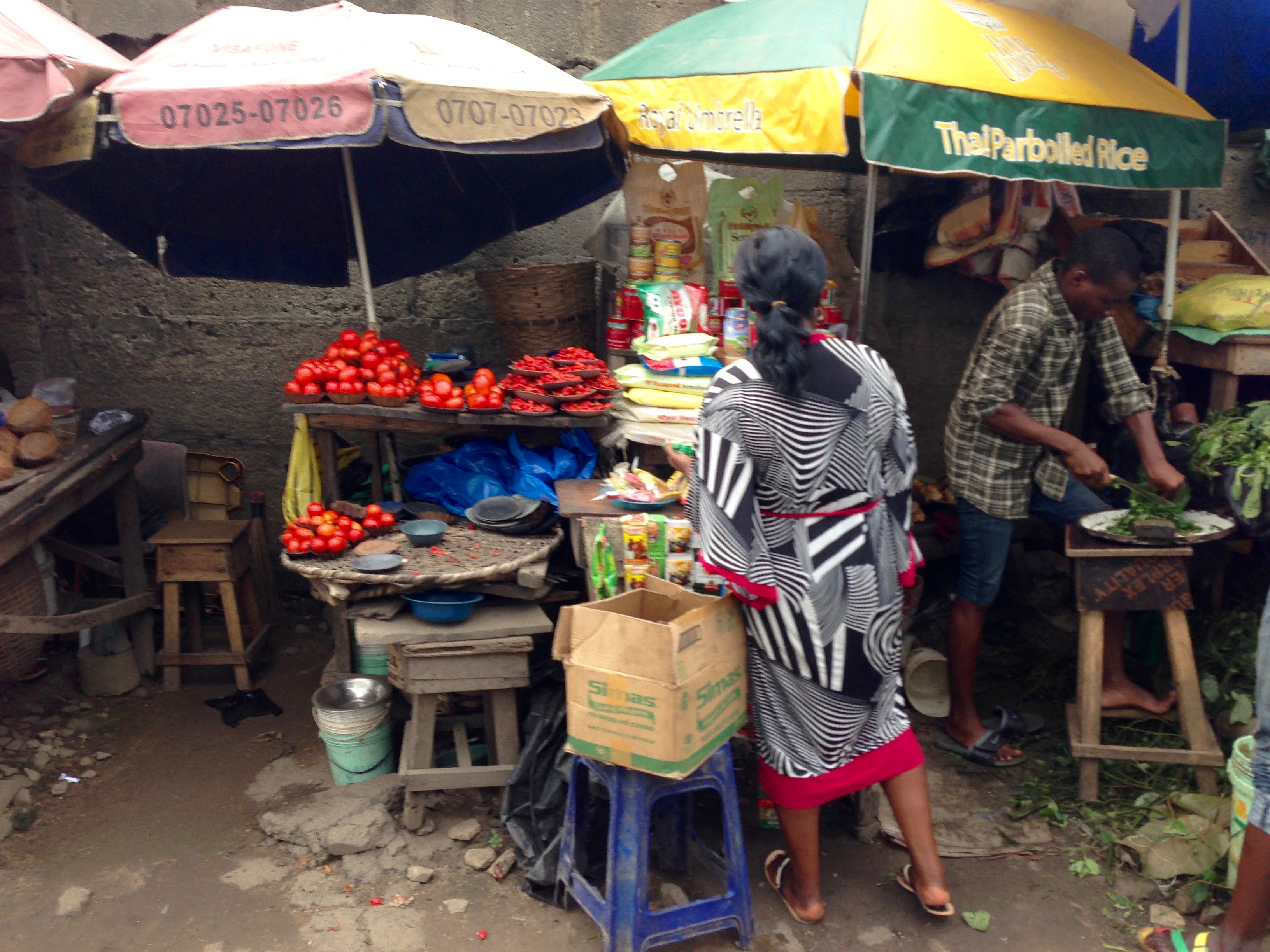 Buying Vegetables Lagos Street Market