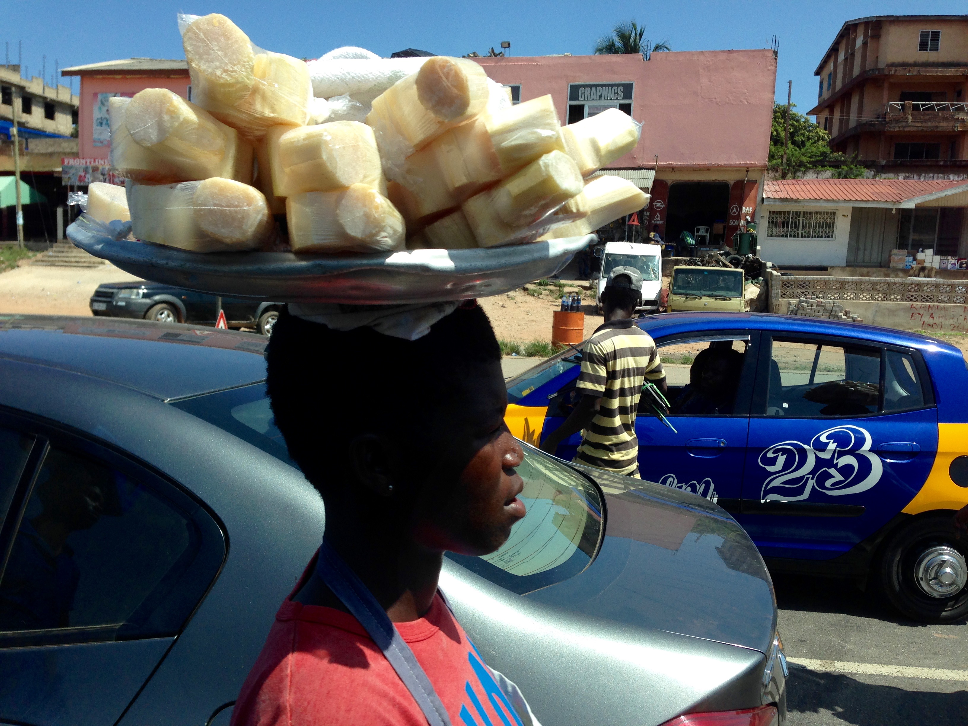 Sugarcane Hawker in Accra Ghana