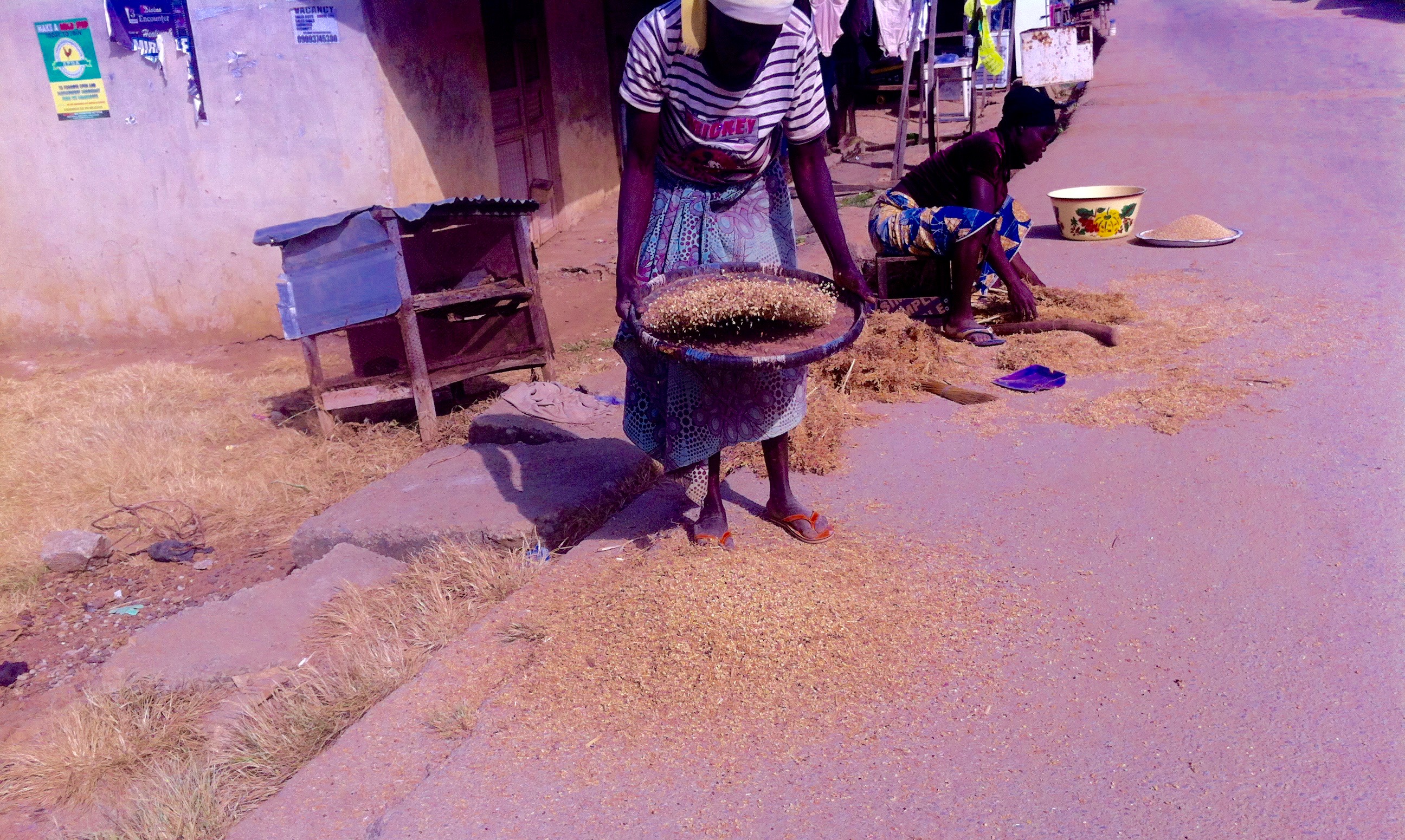 Gbagyi Women Processing Millet in Ushafa Village