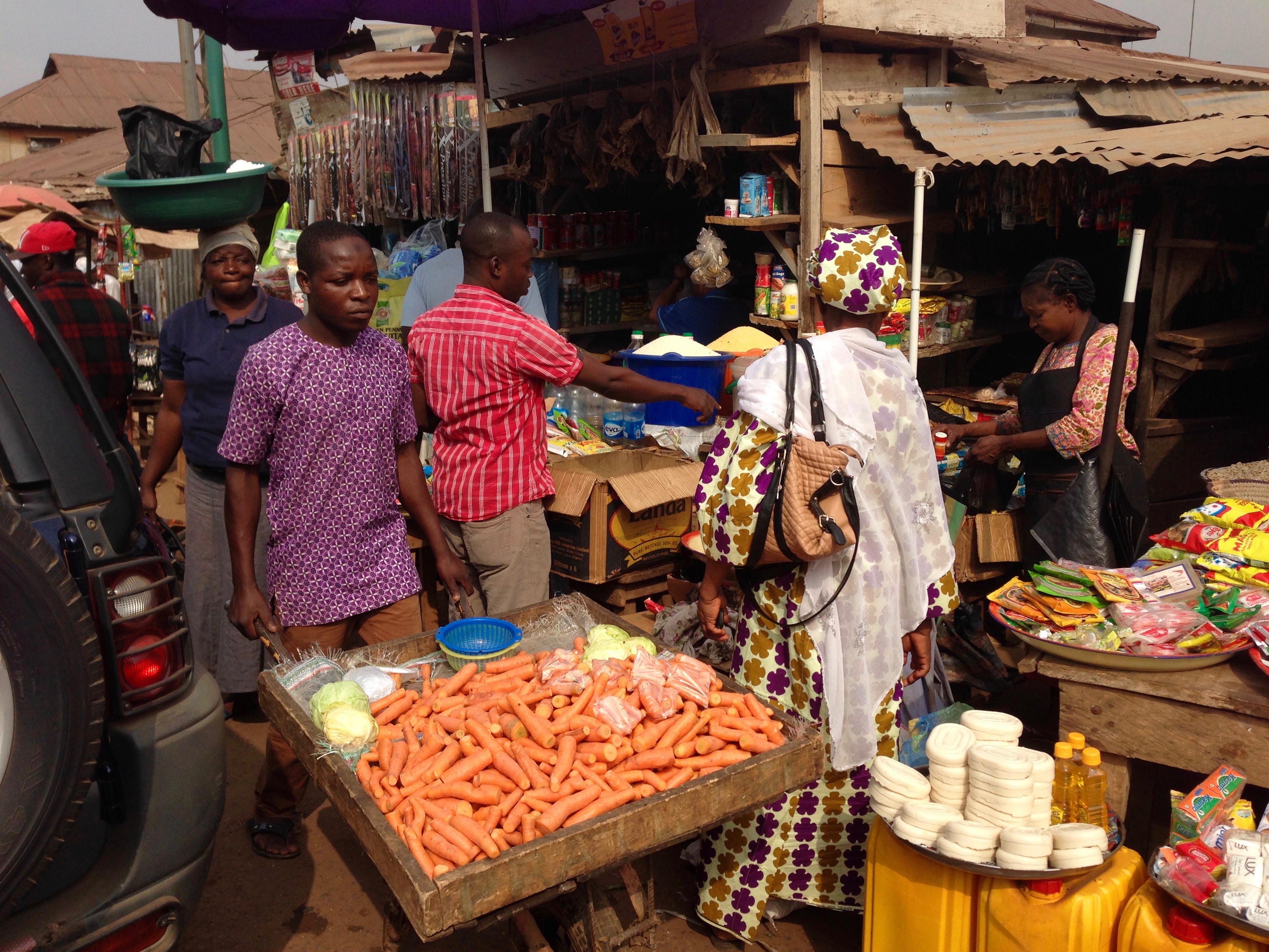 Hawking carrots in Atakumosa Market in Ilesa, Osun Nigeria.