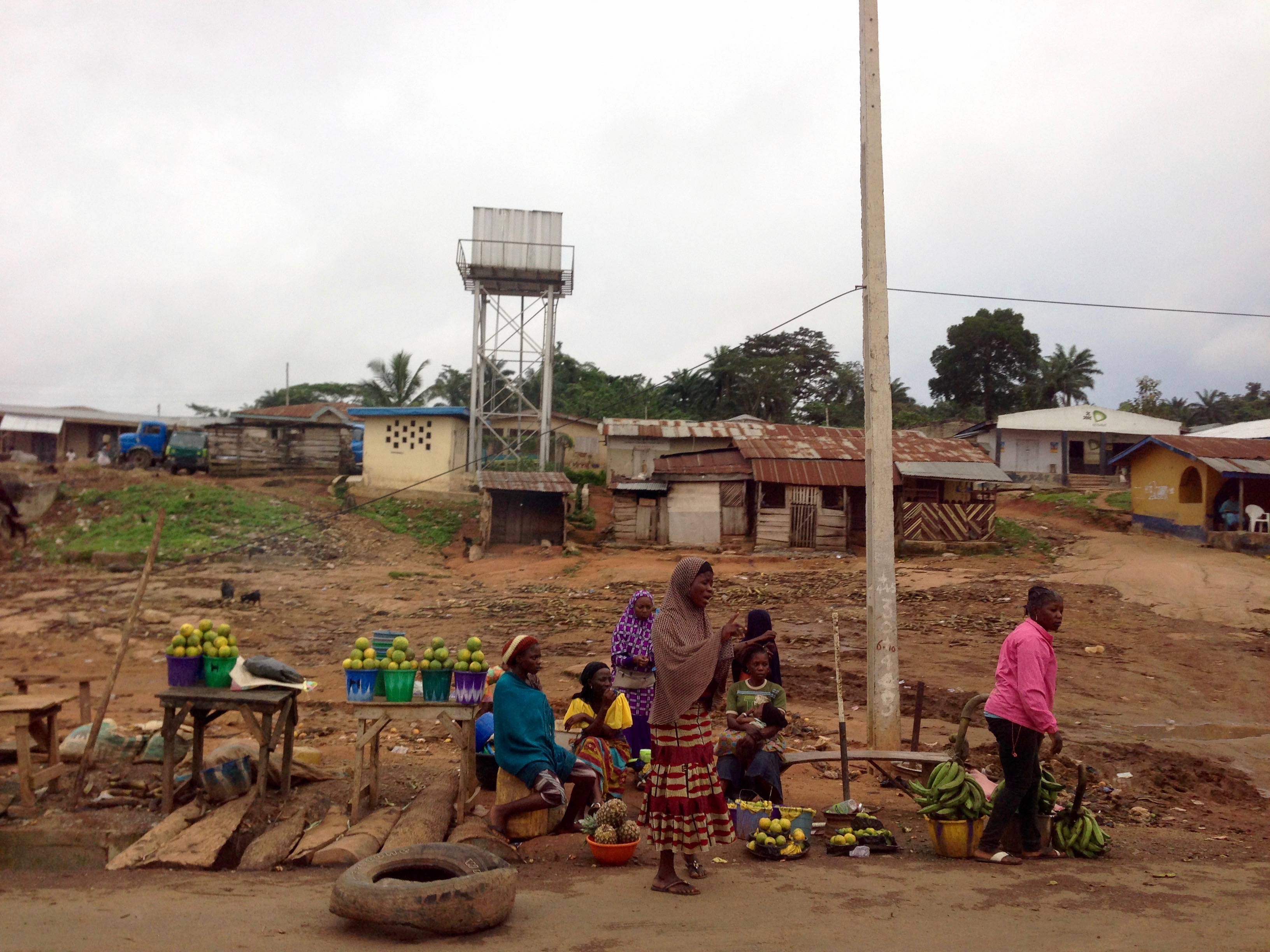 Roadside fruit and produce market in Igbara Oke, Ondo, Nigeria.